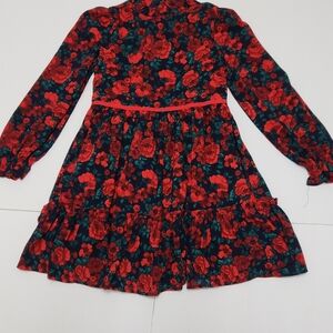 Janie and Jack Girls Size 10 Red Floral Long Sleeve Dress